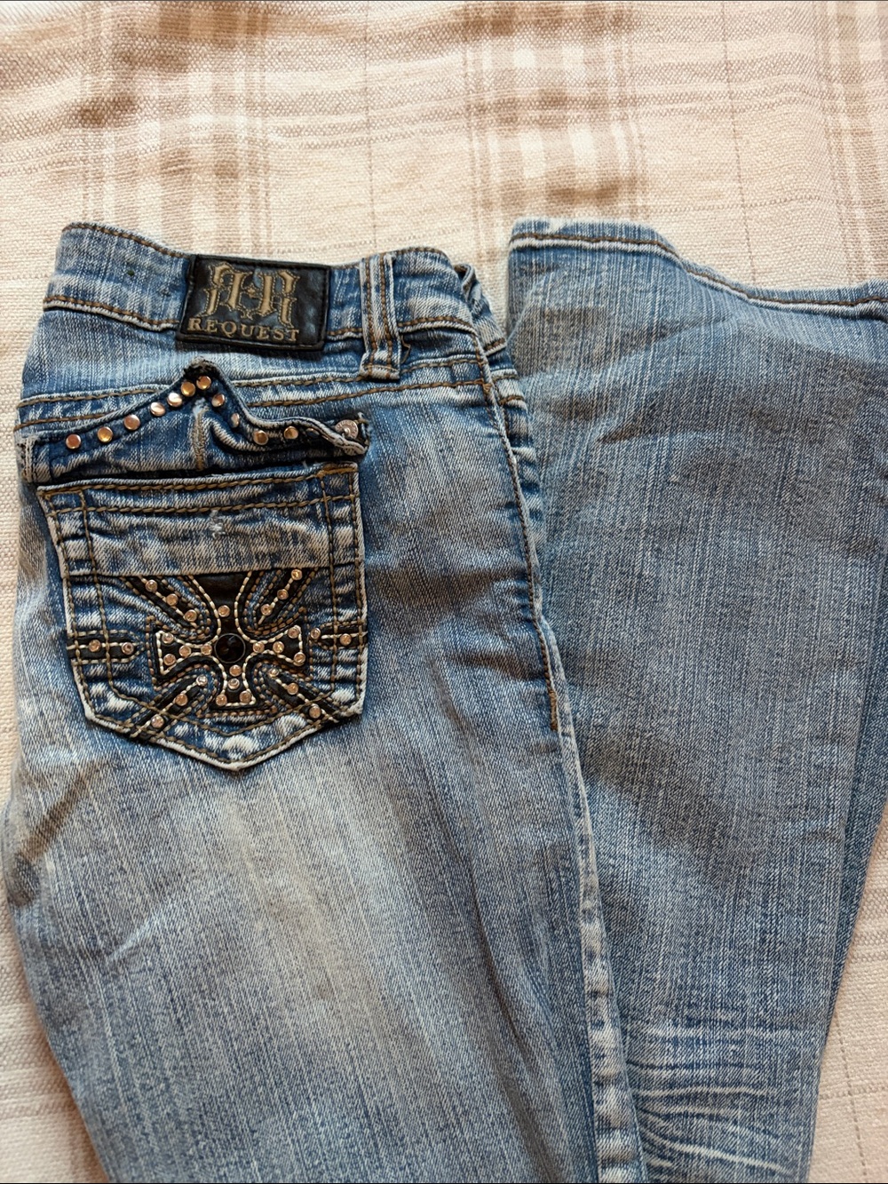 Request light wash bootcut jeans
